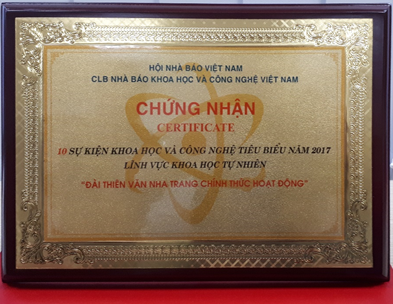 “Đài thiên văn Nha Trang chính thức hoạt động” – 1 trong 10 sự kiện KHCN tiêu biểu năm 2017
