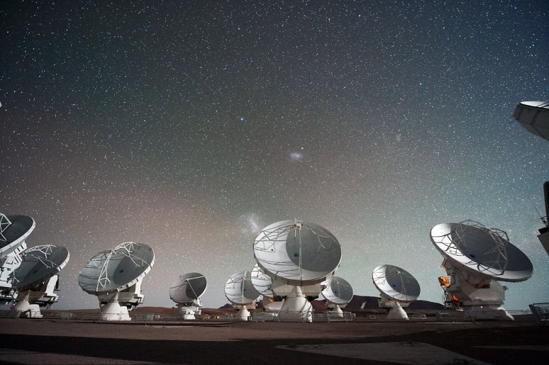 ALMA interferometer which consists of 66 telescopes with a diameter of 12 m or 7 m locates at the Atacama plateau (Chile) 5000 m above sea level